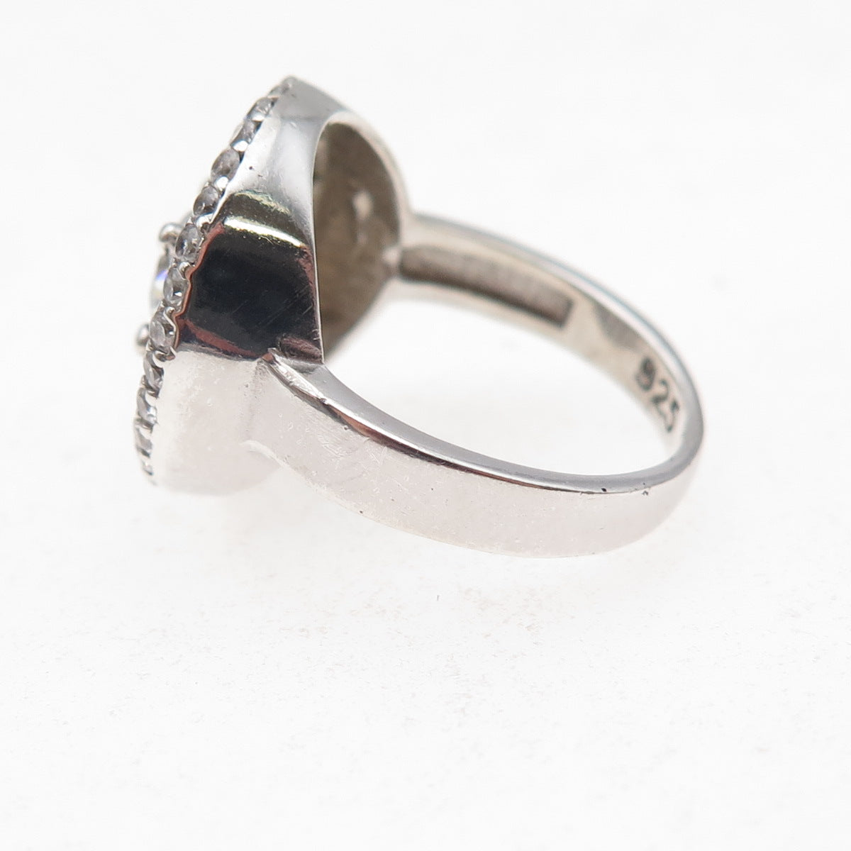 925 Sterling Silver Round-Cut C Z Sparkle Ring Size 6.75