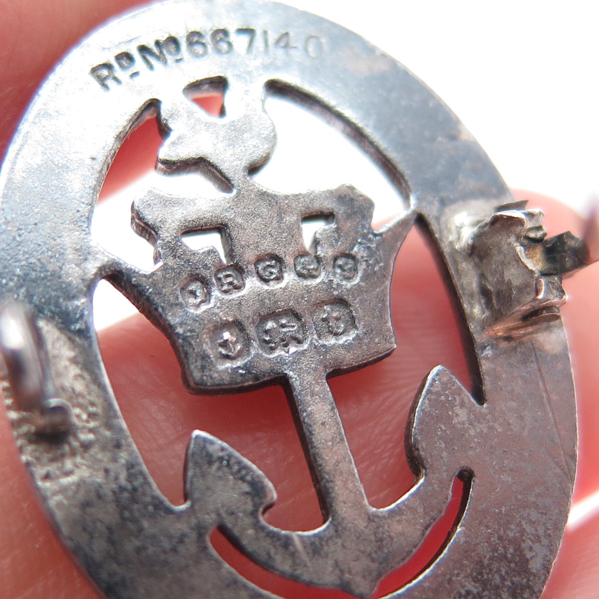 J.R. GAUNT & SON Sterling Antique 1918 Enamel Women's Royal Naval Service Brooch