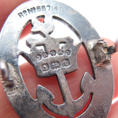 J.R. GAUNT & SON Sterling Antique 1918 Enamel Women's Royal Naval Service Brooch