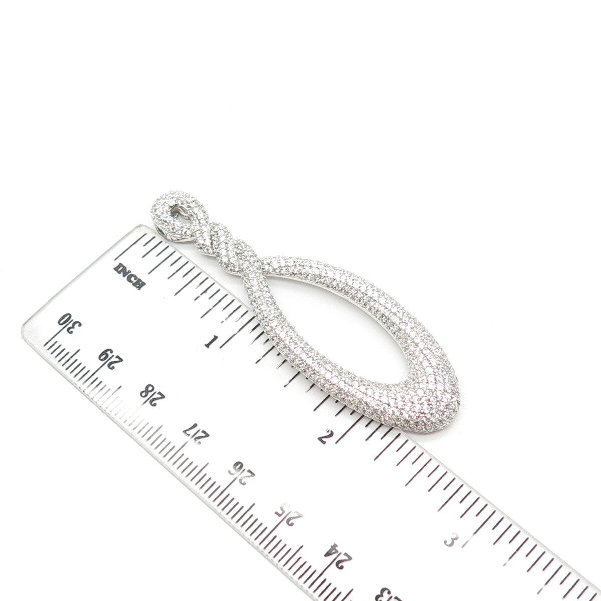 925 Sterling Silver C Z Twisted Hook Pendant
