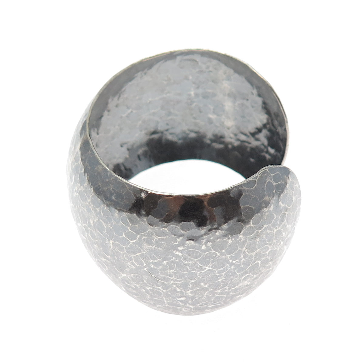 925 Sterling Vintage Hammered Heavy 50.7g Oxidized Adjustable Wide Bracelet 6.5"