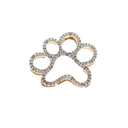 JANE SEYMOUR Sterling Silver Gold Plated Real Diamond Dog Paw Slide Mini Pendant