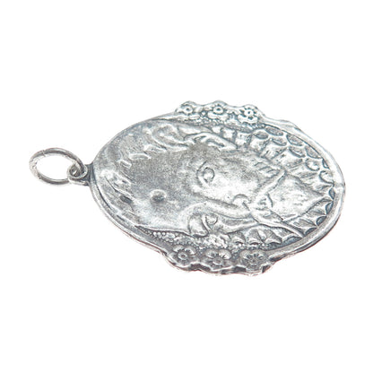 925 Sterling Silver Vintage Don Quixote Oxidized Pendant