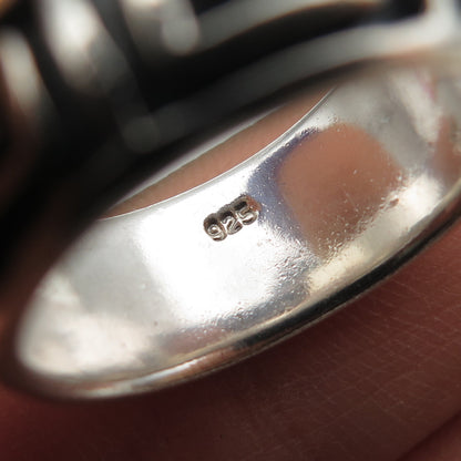 925 Sterling Silver Vintage Greek Maze Oxidized Band Ring Size 7.25