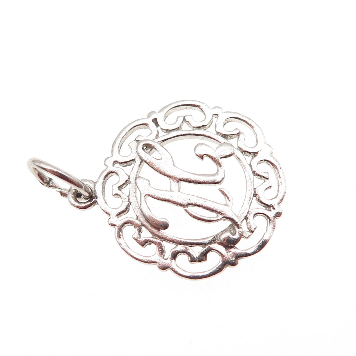 925 Sterling Silver Vintage Letter H Initial Ornate Mini Charm Pendant