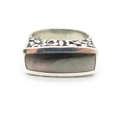 CHAPAL ZENRAY 925 Sterling Silver Vintage Real Abalone Shell Ring Size 6.75