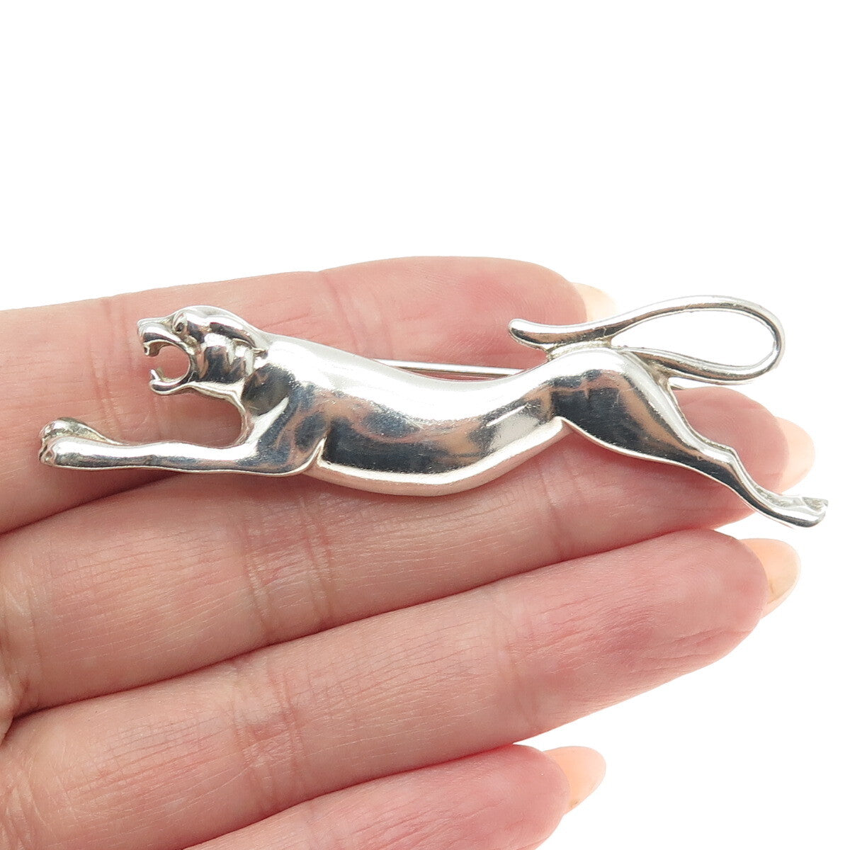925 Sterling Silver Vintage Mexico Jaguar Pin Brooch
