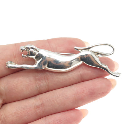 925 Sterling Silver Vintage Mexico Jaguar Pin Brooch