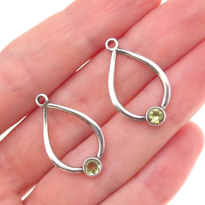 Pandora 925 Sterling Silver Real Peridot Compose Teardrop Jacket Earrings