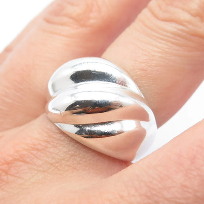 925 Sterling Silver Vintage Ribbed Ring Size 6.5