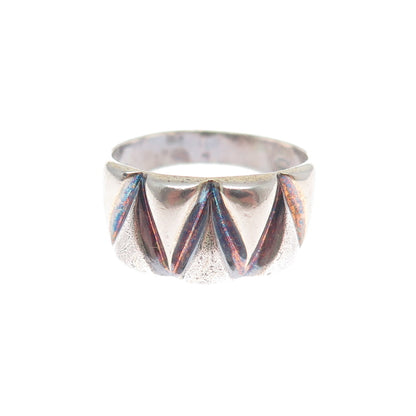925 Sterling Silver Vintage Italy Modernist Zig Zag Oxidized Ring Size 8
