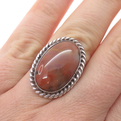 Old Pawn 925 Sterling Silver Vintage Southwestern Agate Tribal Ring Size 5