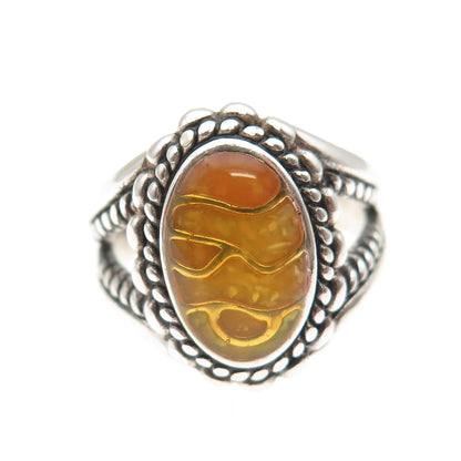 Carolyn Pollack Old Pawn Sterling Silver Vintage MOP Inlay Tribal Ring Size 7