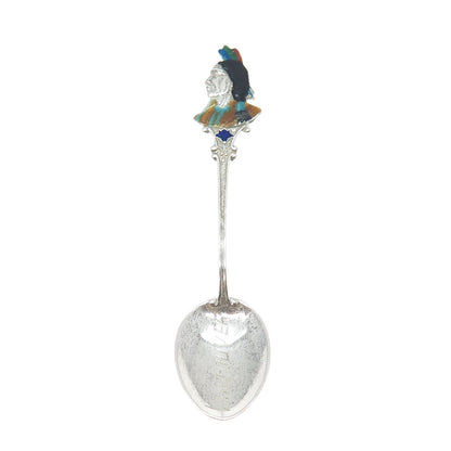 C LAMOND FILS Sterling Antique Enamel Vancouver Canada Indian Chief Coffee Spoon