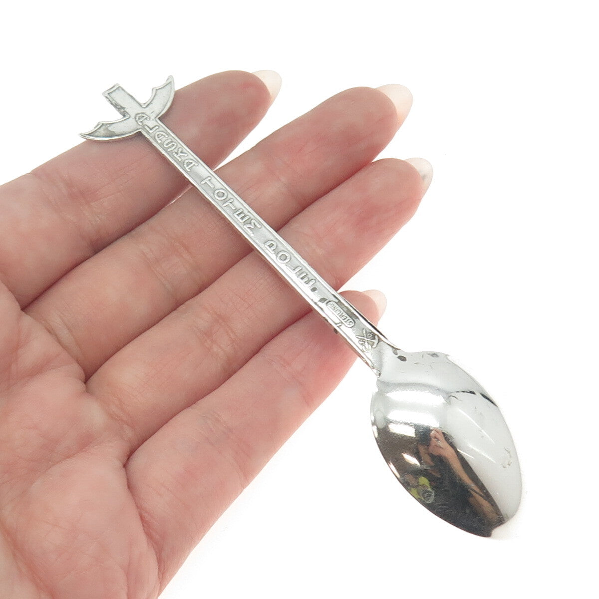 JOSEPH MAYER 925 Sterling Silver Antique Art Deco Alaska Totem Pole Coffee Spoon