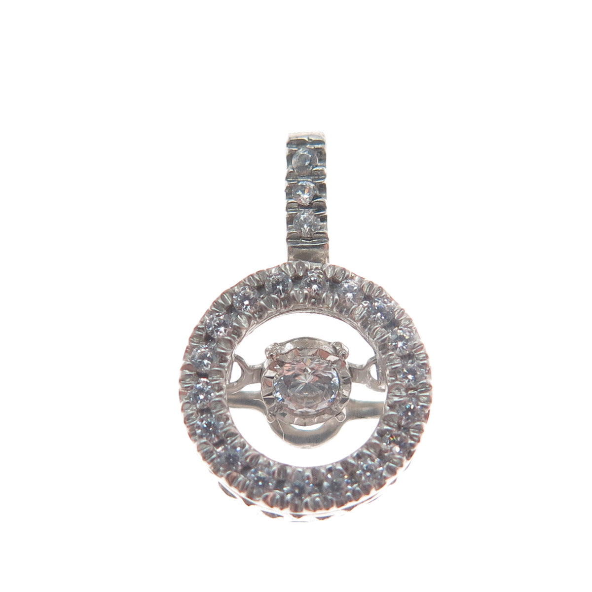 925 Sterling Silver Round-Cut Shaped C Z Sparkle Minimalist Pendant