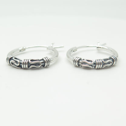 HAN 925 Sterling Silver Roped Hoop Earrings