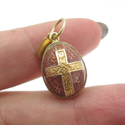 RAFKA Retired 925 Sterling Silver Vermeil Enamel Cross Easter Egg Charm Pendant