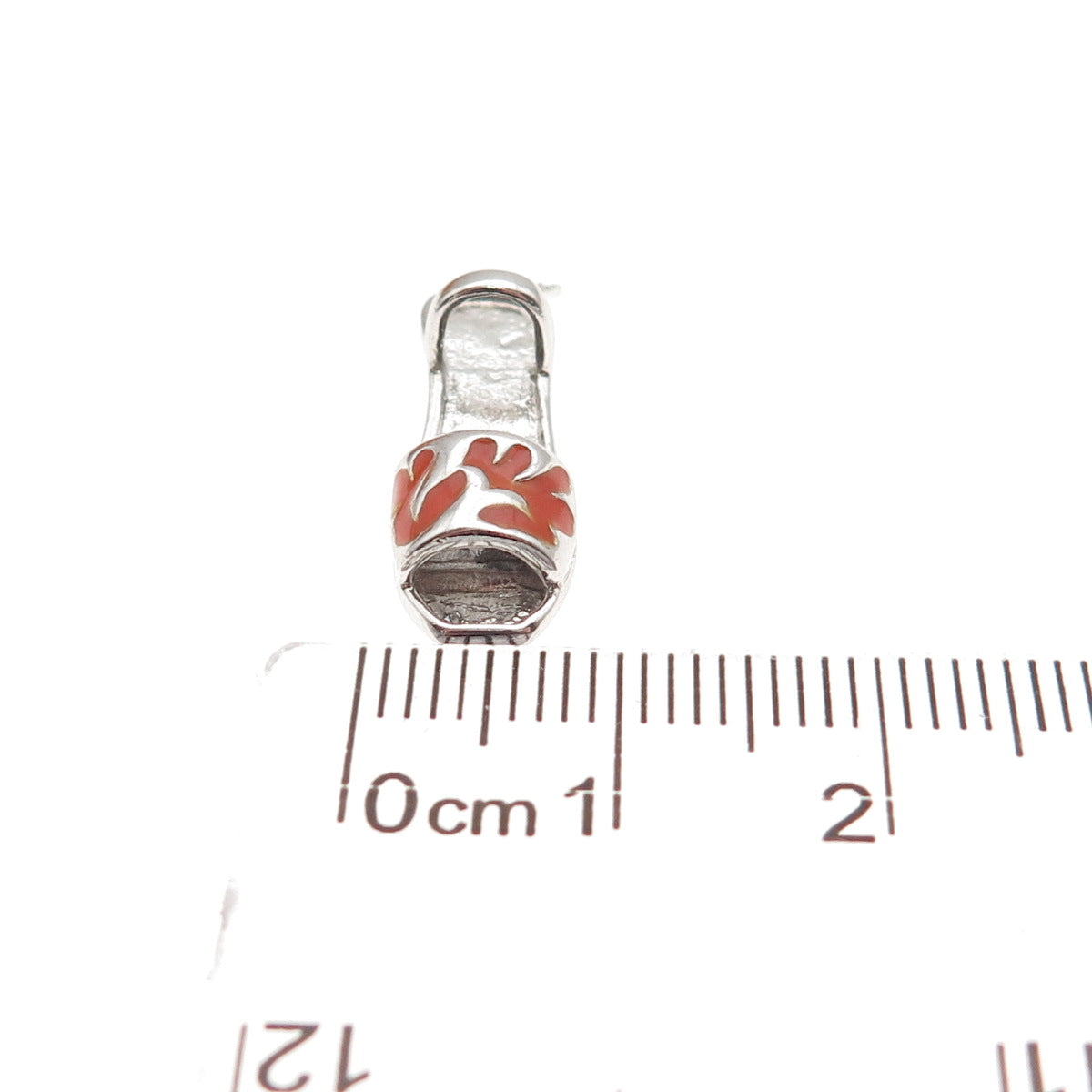 925 Sterling Silver Vintage Enamel Sandal Shoe 3D Mini Charm Pendant