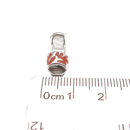 925 Sterling Silver Vintage Enamel Sandal Shoe 3D Mini Charm Pendant