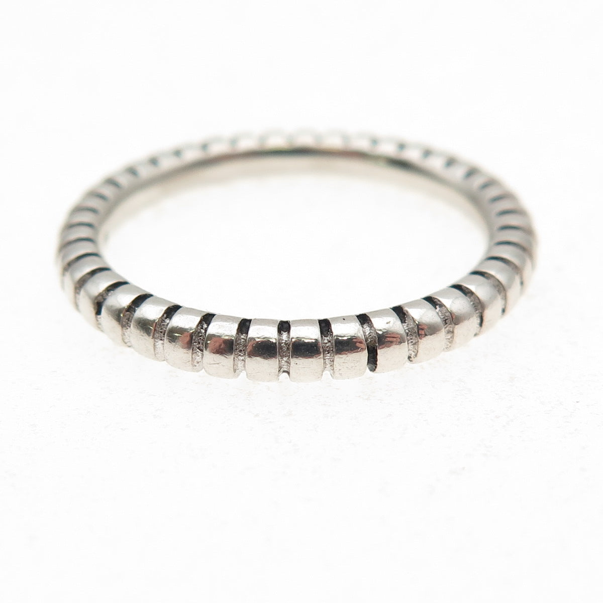 925 Sterling Silver Vintage Stackable Ribbed Band Ring Size 8