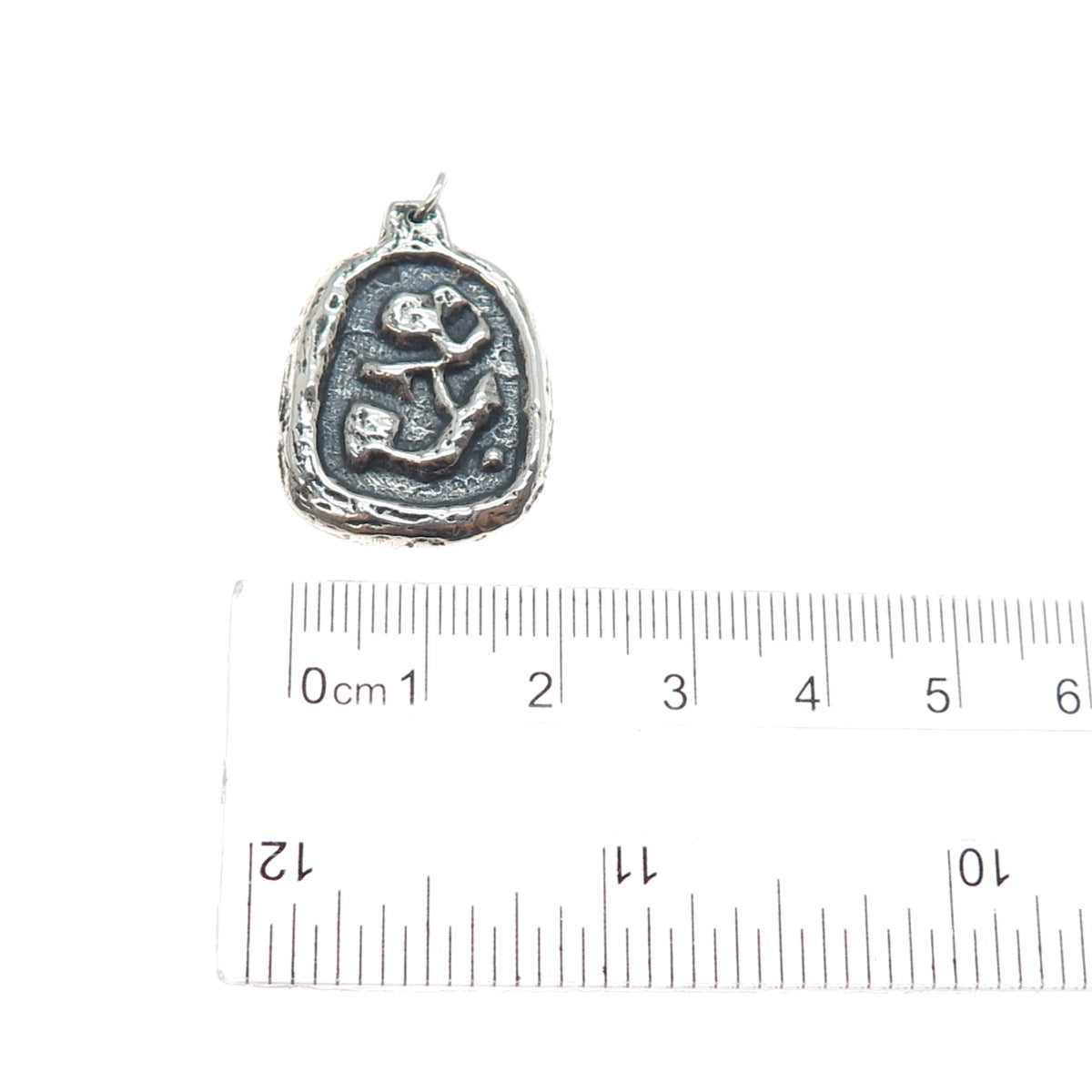 925 Sterling Silver Vintage Modernist Abstract Oxidized Charm Pendant