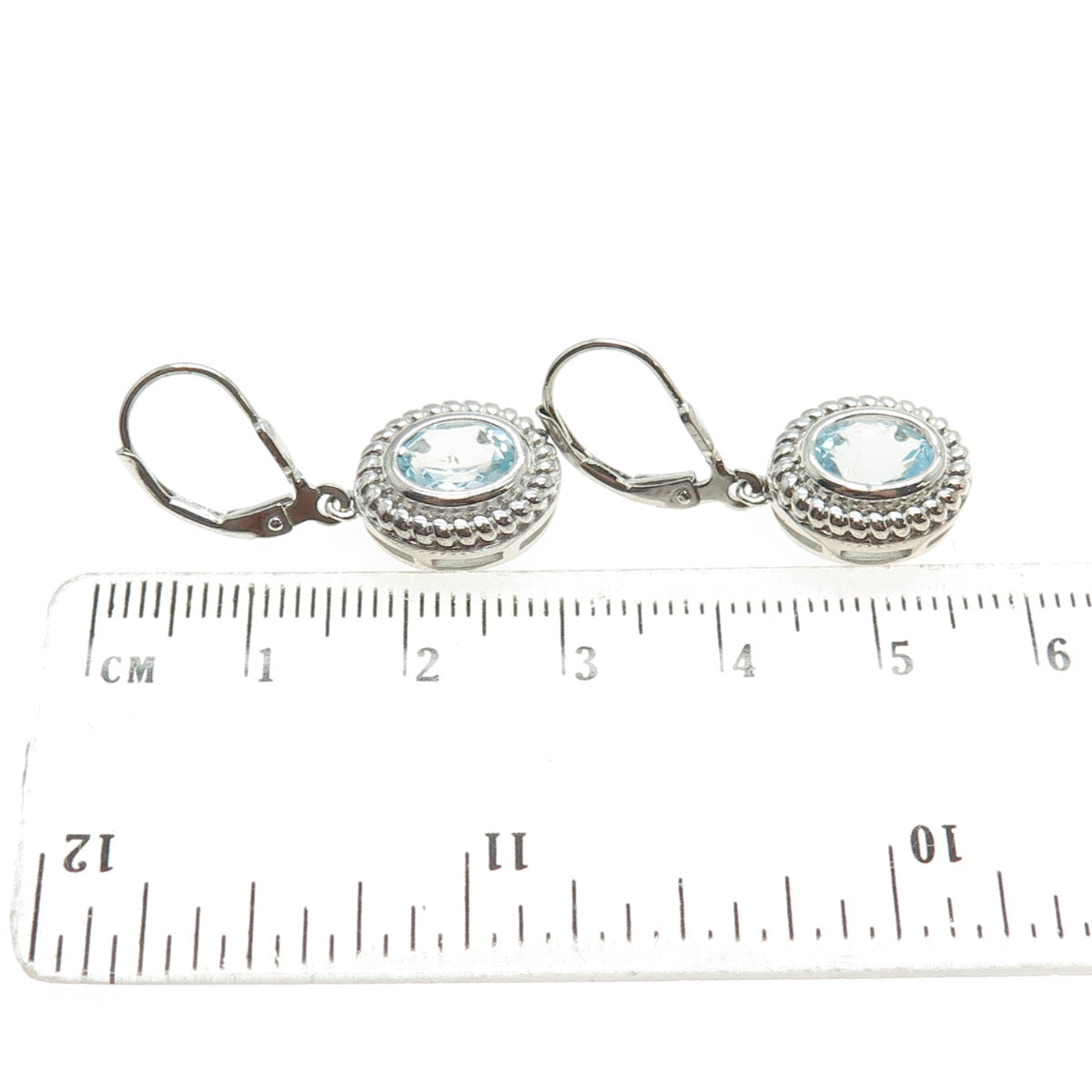 DBJ DEE BERKLE 925 Sterling Silver Real Blue Topaz Dangle Earrings