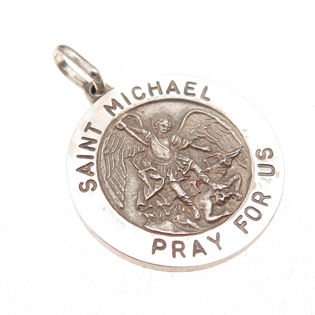 925 Sterling Silver Vintage Italy St. Michael Religious Charm Pendant