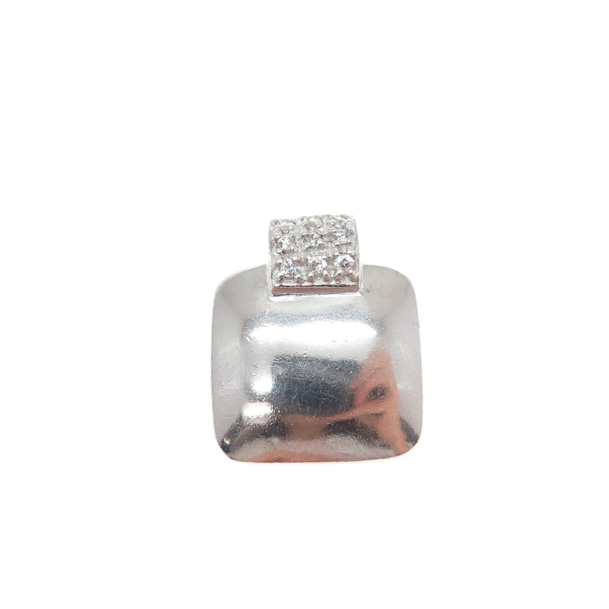 925 Sterling Silver Vintage Round-Cut C Z Minimalist Slide Charm Pendant