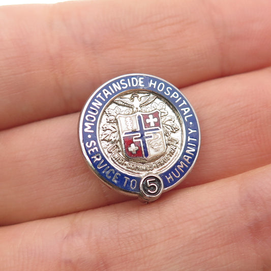 BALE Sterling Antique Enamel Mountainside Hospital Service to Humanity Brooch