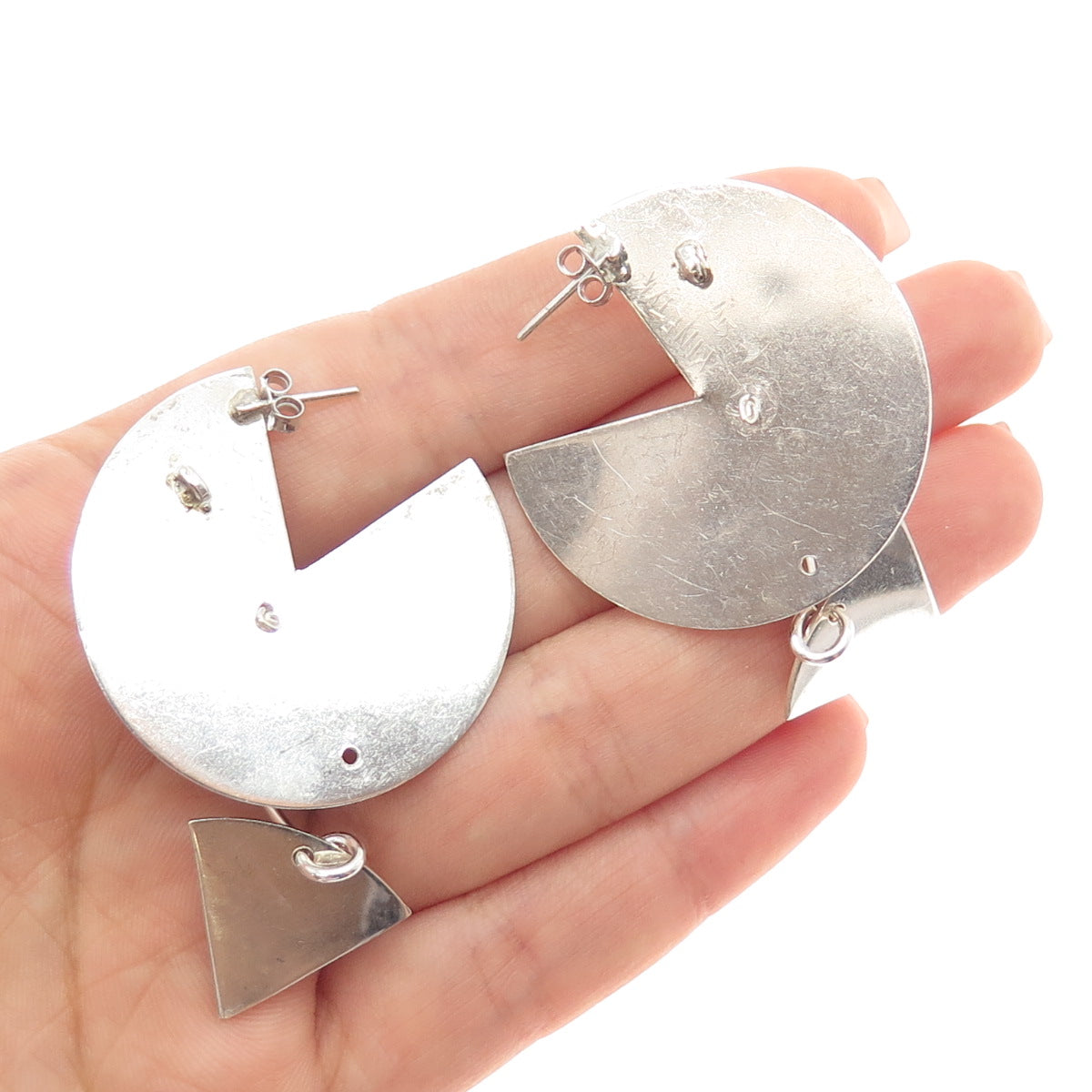 STACEY KMETYK 925 Sterling Silver Vintage Modernist Earrings