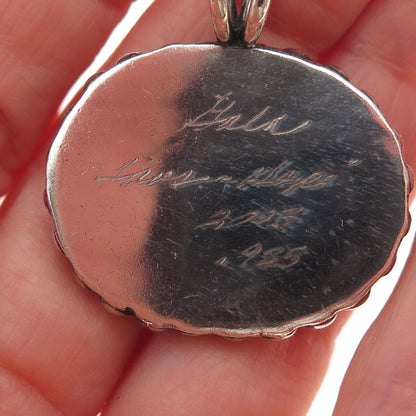 Old Pawn Sterling Silver Vintage Southwestern Turquoise Beaded Tribal Pendant