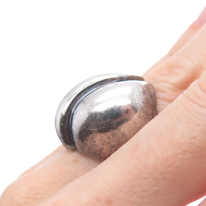 925 Sterling Silver Vintage Modernist Coffee Bean Oxidized Ring Size 6.25
