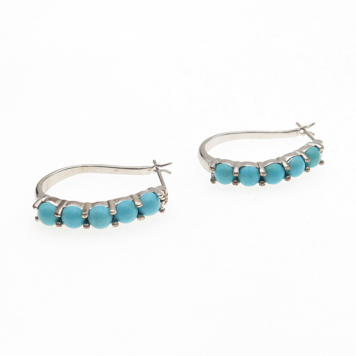 925 Sterling Silver Real Sleeping Beauty Turquoise Earrings