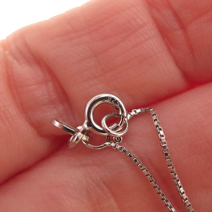 925 Sterling Silver Round-Cut C Z Disc Box Chain Necklace 18"