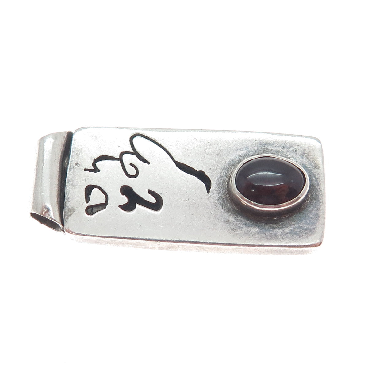 SS GALLERY WL Sterling Vintage Real Tourmaline Chinese Character Slide Pendant