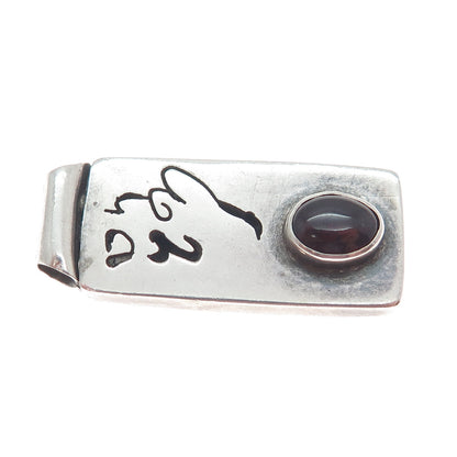 SS GALLERY WL Sterling Vintage Real Tourmaline Chinese Character Slide Pendant
