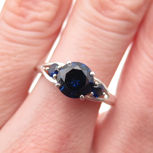 Chuck Clemency 925 Sterling Silver Lab-Created Sapphire Ring Size 7