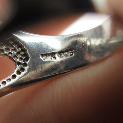 WHITNEY KELLY 925 Sterling Silver Vintage Real Black Opal Inlay Ring Size 7.25