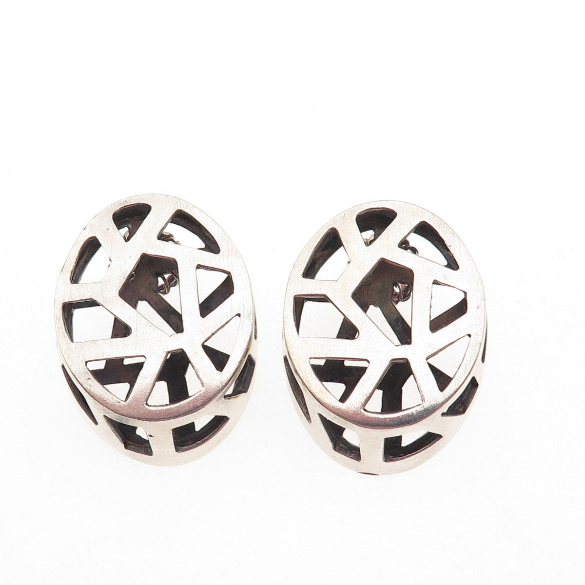 Victoria Varga 925 Sterling 14K Gold Posts Vintage Modernist Oxidized Earrings