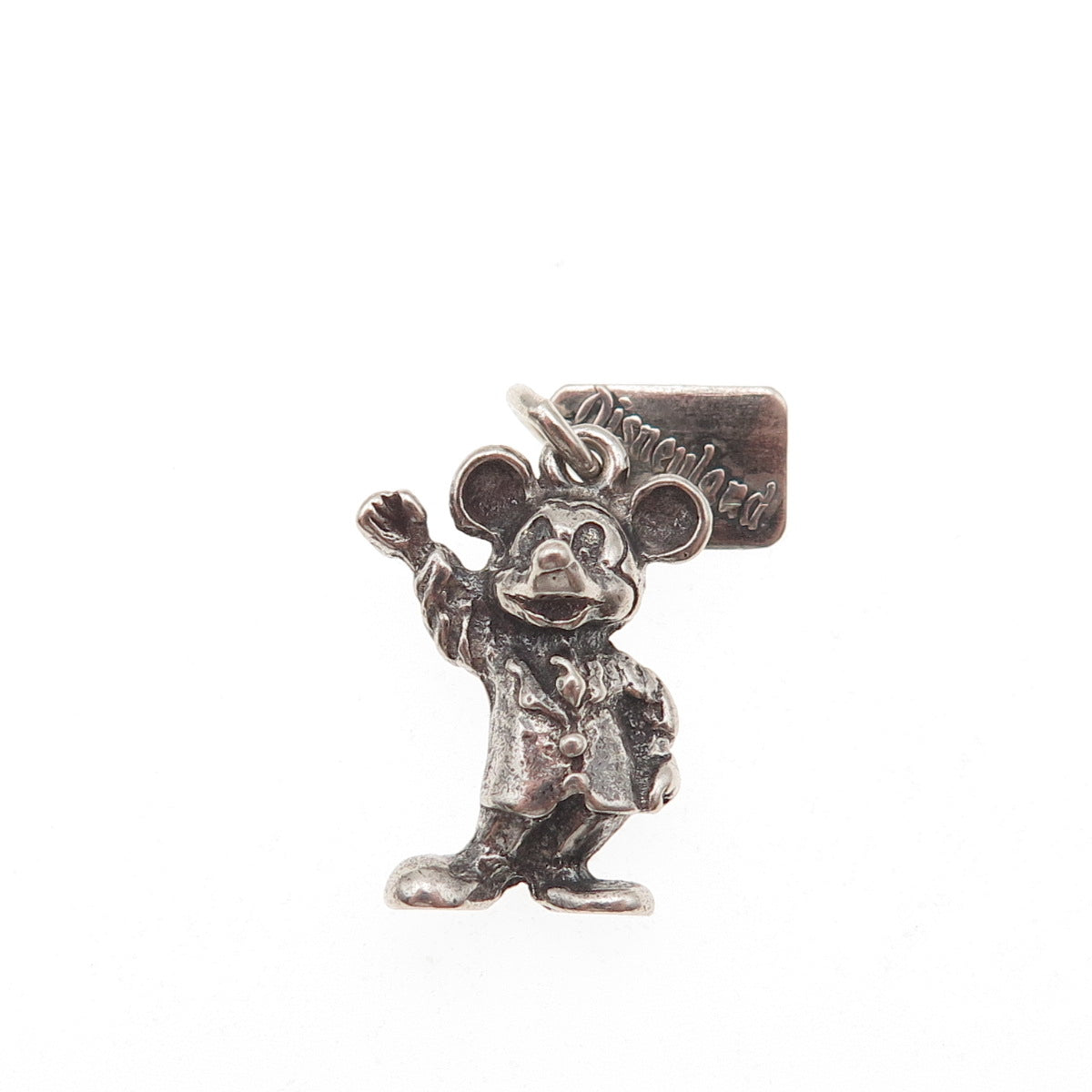 Walt Disney 925 Sterling Silver Vintage Mickey Mouse Oxidized 3D Charm Pendant