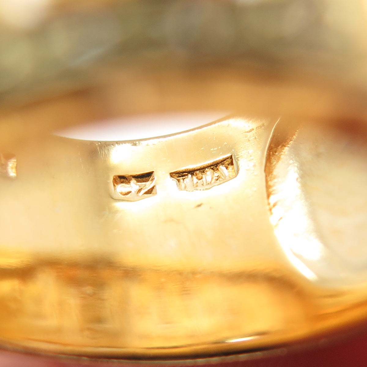 925 Sterling Silver Gold Plated Round-Cut C Z Greek Maze Ring Size 7