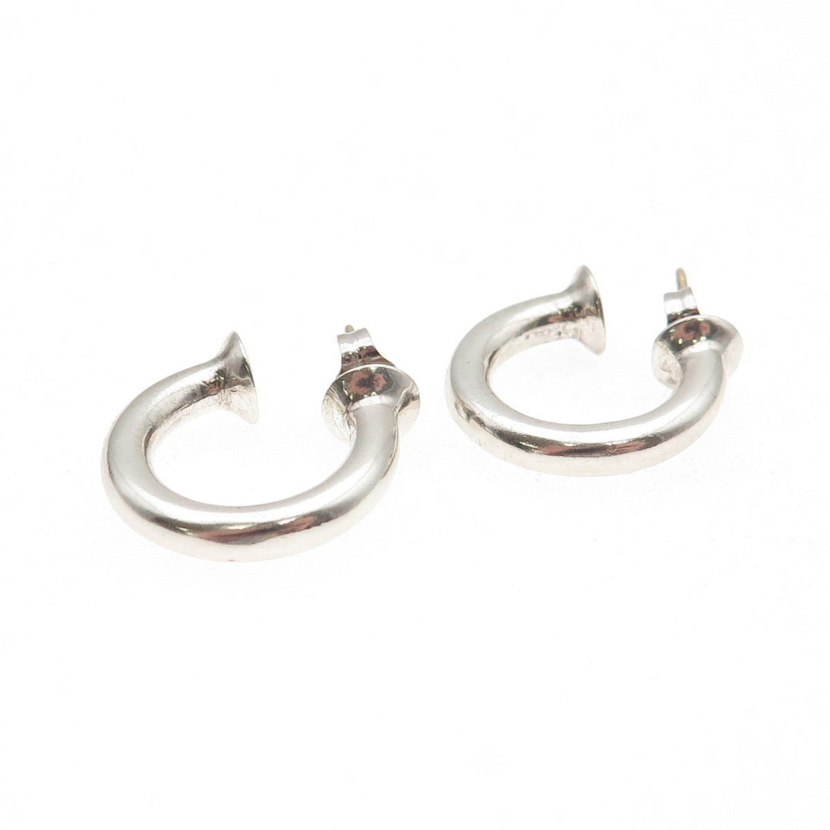 Jane Bohan 925 Sterling Silver 14K Gold Posts Vintage Hoop Earrings