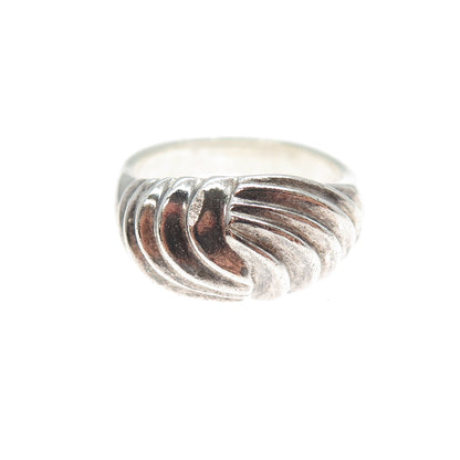 925 Sterling Silver Vintage Modernist Yin Yang Oxidized Ring Size 6.25
