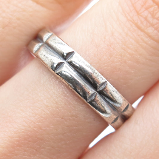 925 Sterling Silver Vintage 2-Row Bar Oxidized Band Ring Size 10.5