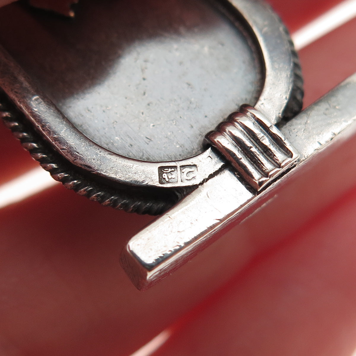 800 Silver 2-Toine Vintage Egyptian Cartouche Scarab Oxidized Pendant