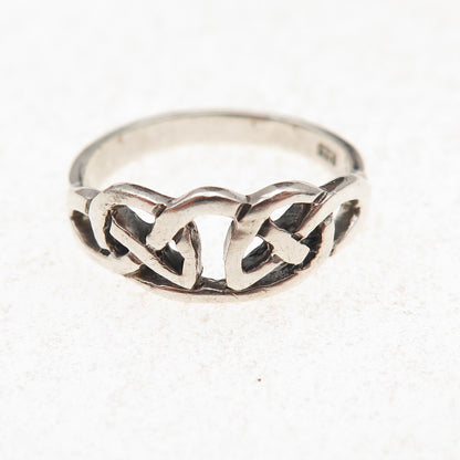 925 Sterling Silver Vintage Celtic Knot Oxidized Ring Size 6