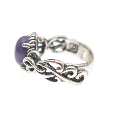 Carolyn Pollack 925 Sterling Silver Vintage Real Charoite Oxidized Ring Size 6
