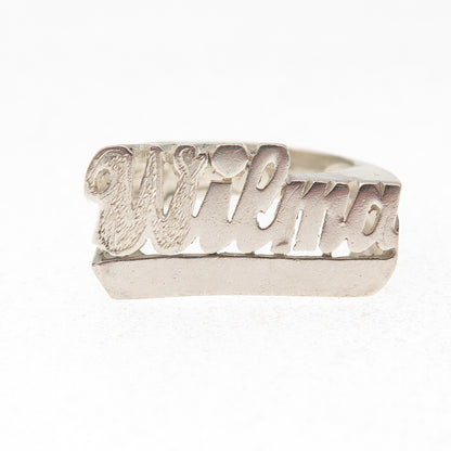 925 Sterling Silver Vintage Wilma Name Ring Size 8.5