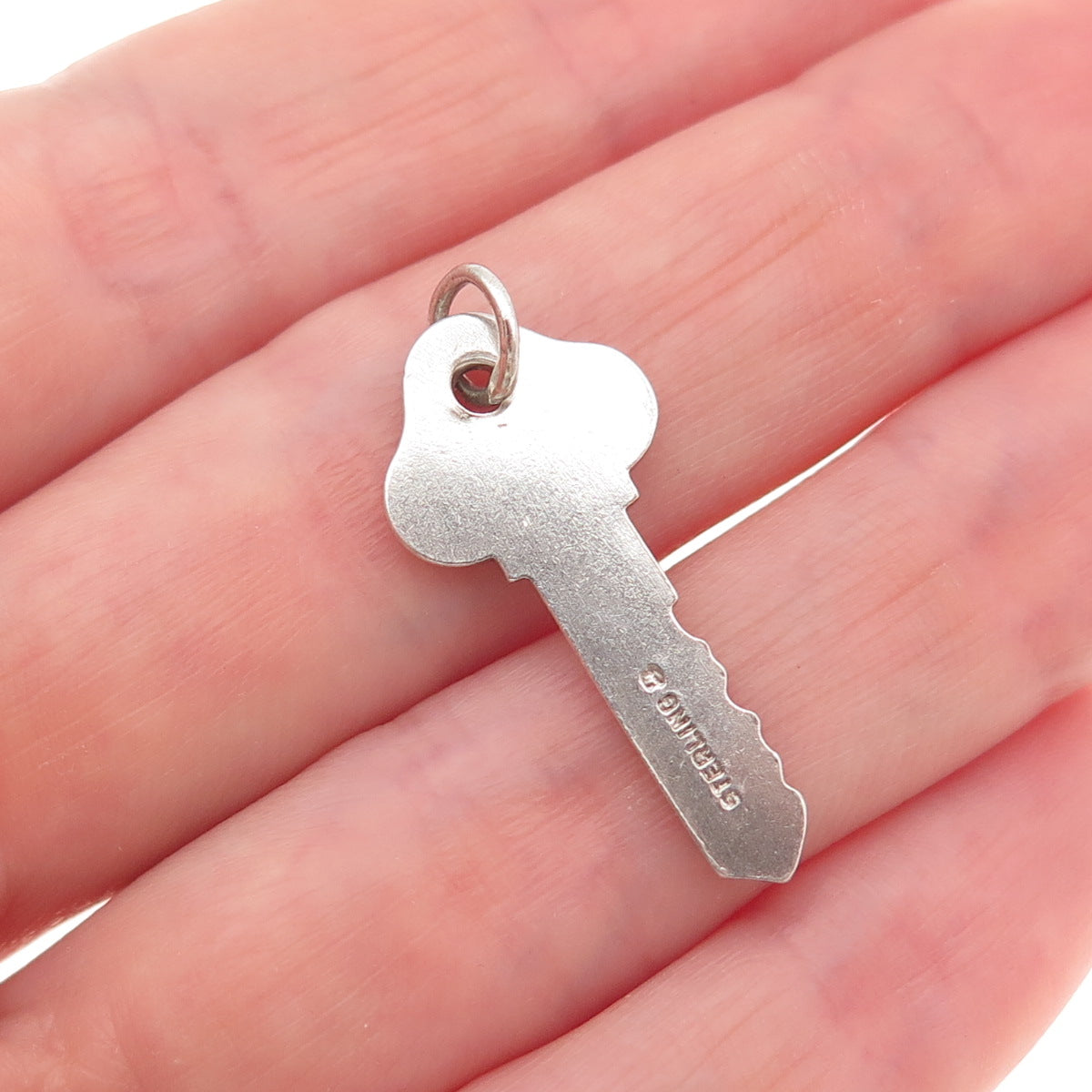 Wells 925 Sterling Silver Vintage Key To Success Oxidized Charm Pendant